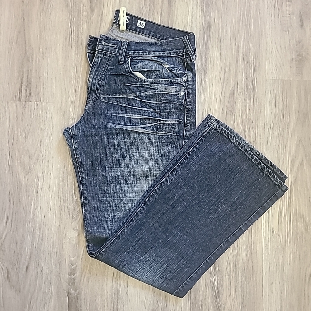 Vintage Mens Guess Jeans Falcon 36 Blue Distressed Slim Boot Denim Y2K 90s